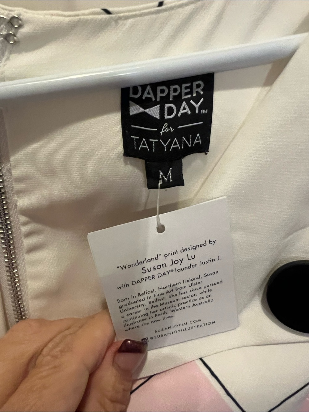Tatyana x Dapper Day Wonderland White Dress with Black and Pink Accents